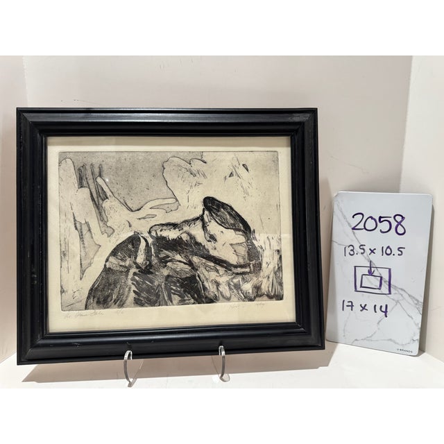 Mid 20th Century M. Diane Dale Signed Original Print Expressionist Figure Study Framed 17x14 Contemporary For Sale - Image 9 of 9
