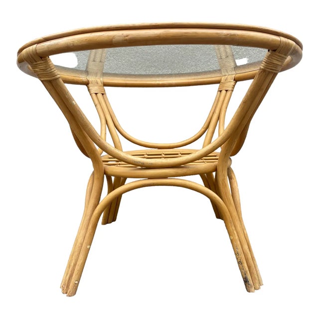 Rattan & Bamboo Dining Table, 1970s For Sale - Image 6 of 9