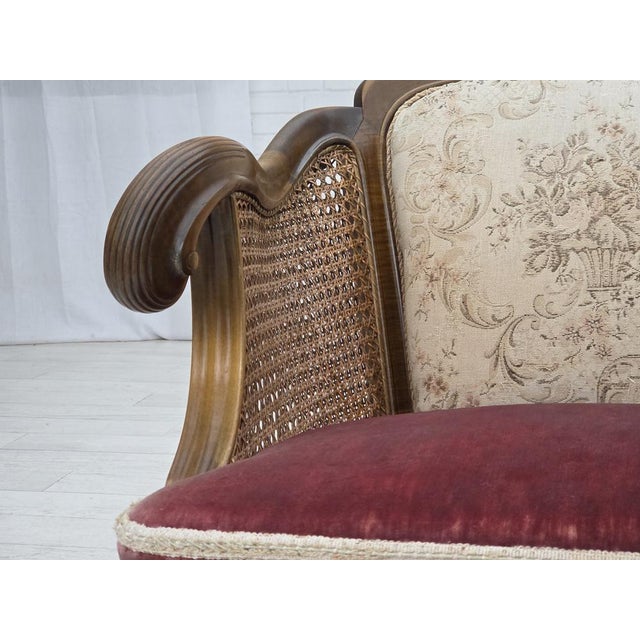 Vintage Danish Chair in Woven Wool and Velour, 1940s For Sale - Image 16 of 18