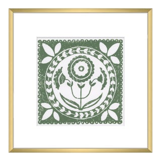 12x12" Framed Grass Green and White Daffodil Flower Art Print Botanical Wall Decor For Sale
