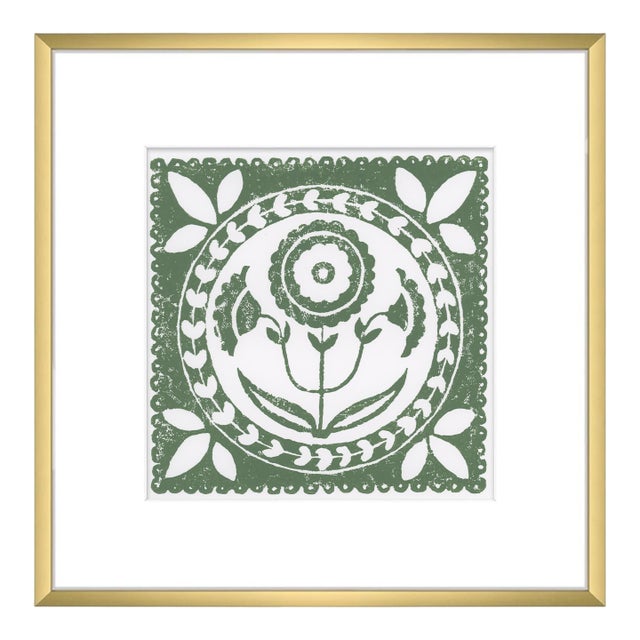 12x12" Framed Grass Green and White Daffodil Flower Art Print Botanical Wall Decor For Sale