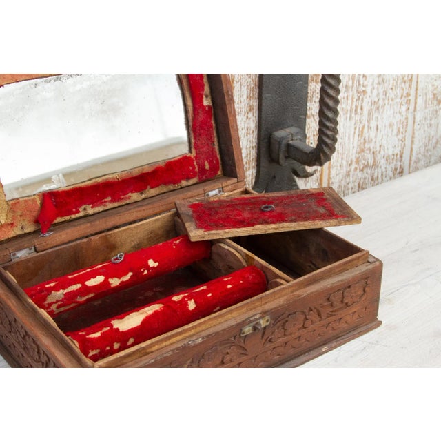 Brown Antique Anglo Indian Carved Jewelry Box For Sale - Image 8 of 12