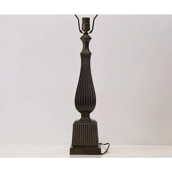 Ribbed Metal Lamp Art Deco Art Nouveau Egyptian Revival Column For Sale - Image 4 of 6