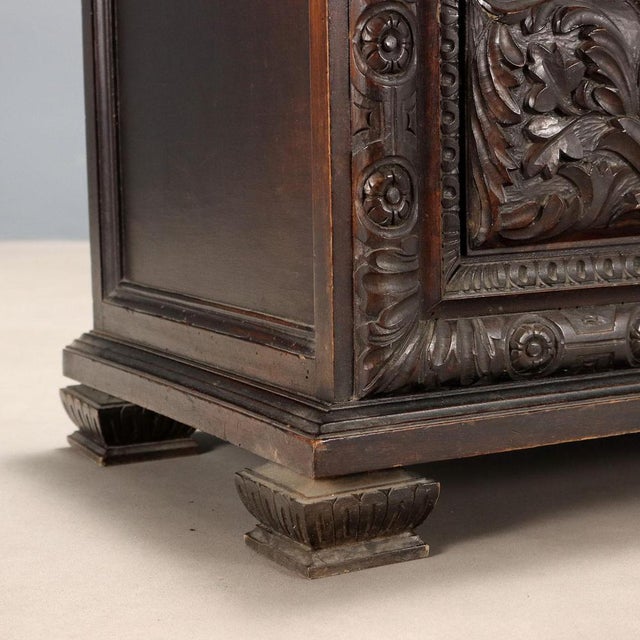 Neo-Renaissance Style Chest in Walnut-Stained Fir For Sale - Image 9 of 13