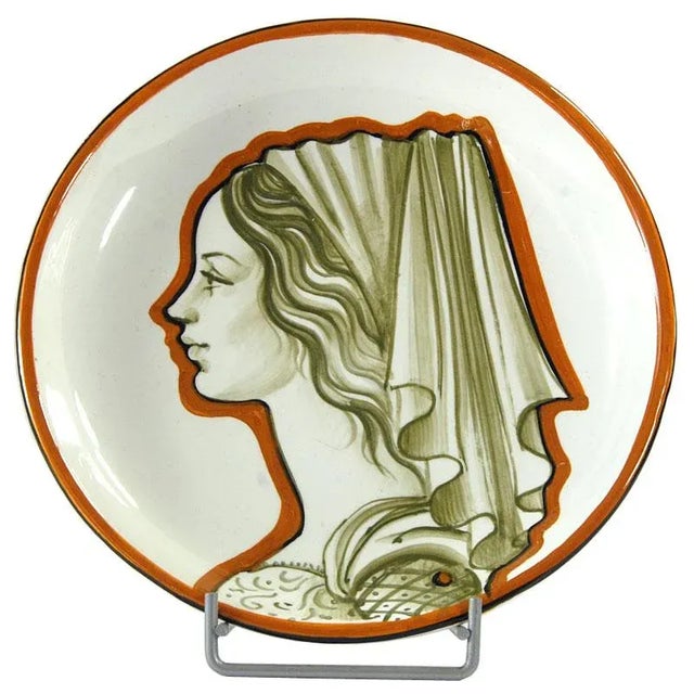 Brown Italian Ceramic Plate by Romolo Verzolini for Studio Errevi, 1970s. For Sale - Image 8 of 11