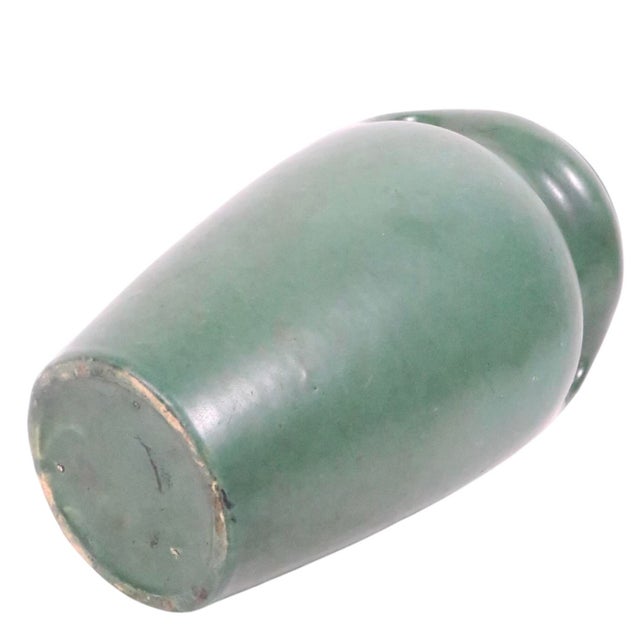 Green Arts and Crafts Green Matte Glaze Pottery Vase C. 1910's For Sale - Image 8 of 11