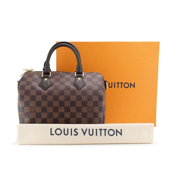 Louis Vuitton Speedy Bandouliere 25 Damier Ebene Coated Canvas Shoulder Tote Bag For Sale - Image 10 of 11
