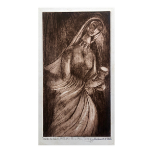 Shulamith Wittenberg Miller"Water He Asked Milk She Gave Him" Etching Israeli Judaica Bezalel School Woman, 1966