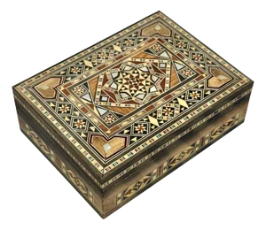 1990s Marquetry Wood Inlaid Decorative Box