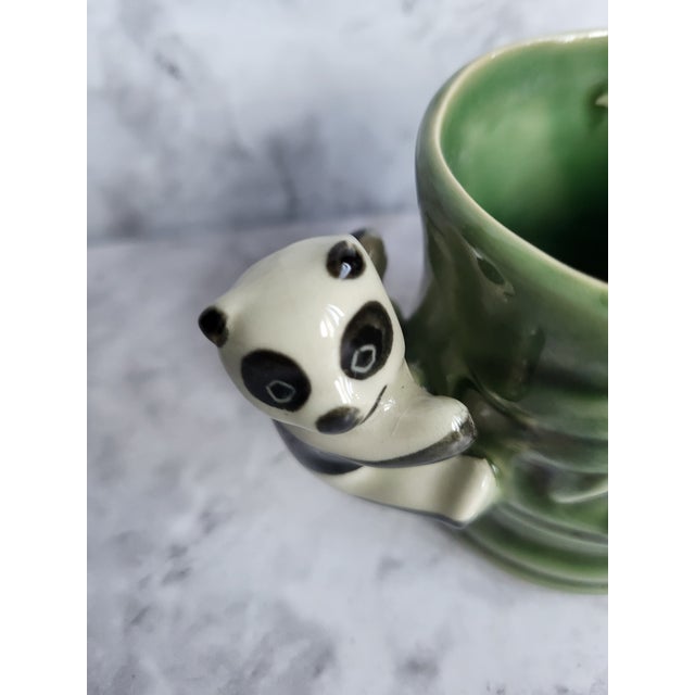 1960s 1960s Glazed Majolica Bamboo Panda Planter For Sale - Image 5 of 9