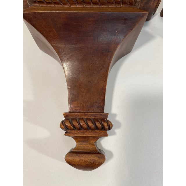 Wood Mid 20th Century Neoclassical Style Wood Corbels Wall Shelf Brackets - A Pair For Sale - Image 7 of 18