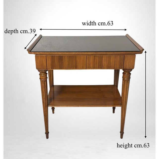 Mid-Century Modern Pair of Italian Wooden Nightstands With Black Glass Tops For Sale - Image 18 of 18