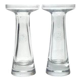 Timeless Classic Hand-Blown Lead Crystal Candleholders by Lennox - A Pair For Sale