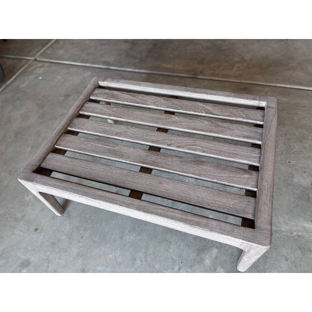 2020s Restoration Hardware Laurel Teak Ottoman For Sale - Image 5 of 8