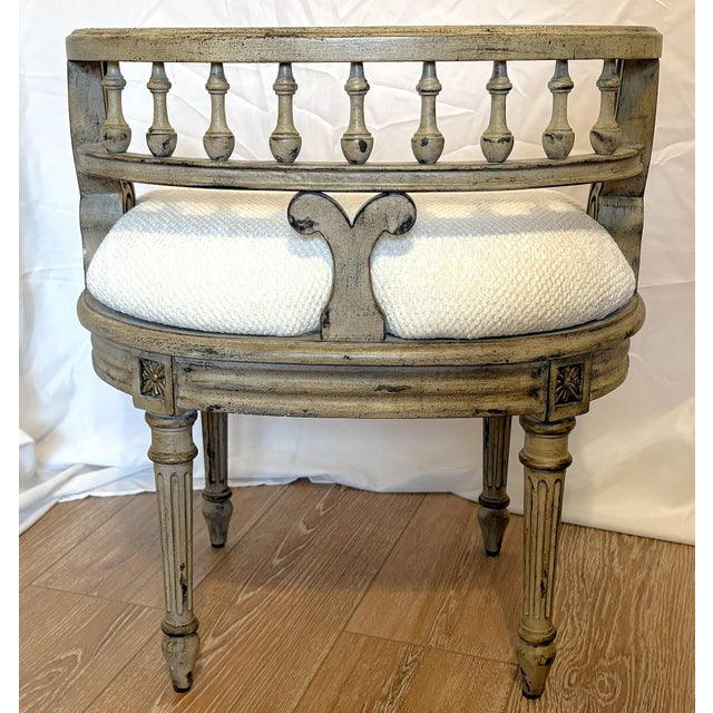 Vintage French Style Vanity Stool For Sale - Image 4 of 17