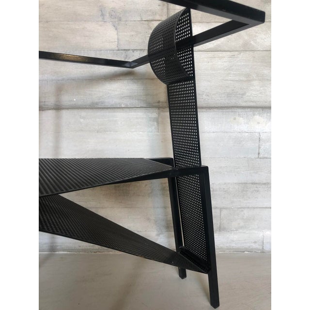 Postmodern Vintage Sculptural Occasional Chair in Black Steel and Perforated Metal, 1980s For Sale - Image 3 of 12