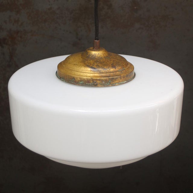 Vintage Art Deco White Opaline Glass Pendant Lamp from Philips For Sale - Image 5 of 7