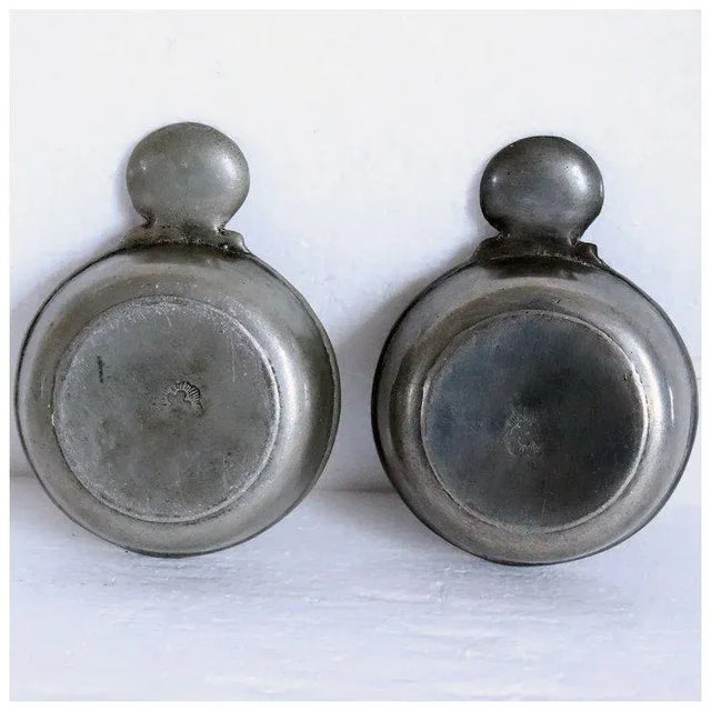 Vintage French Pewter One-handle Wine Tasting Bowls (tastevins) - a Pair For Sale - Image 4 of 5