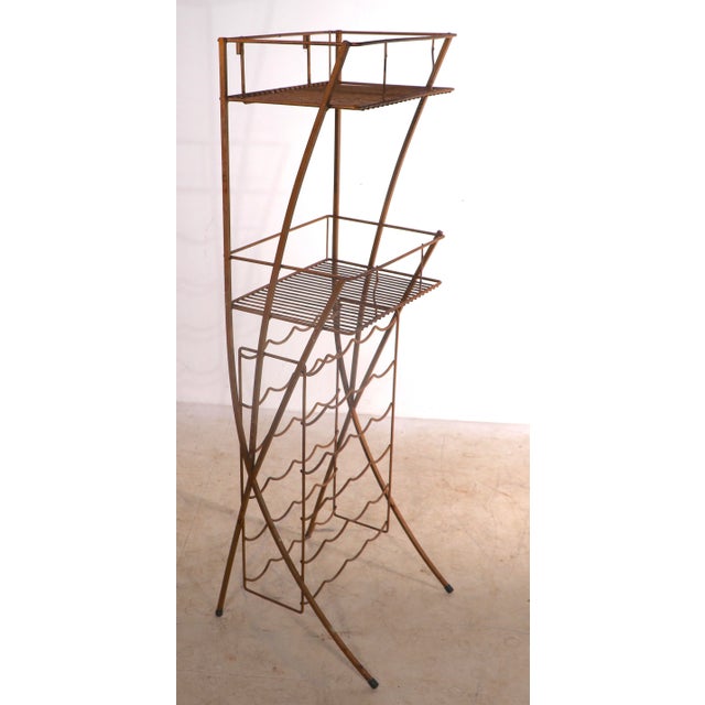 Arthur Umanoff Mid Century Wrought Iron Wine Rack Display Stand Made in Usa Ca 1950/1970’s For Sale - Image 4 of 13