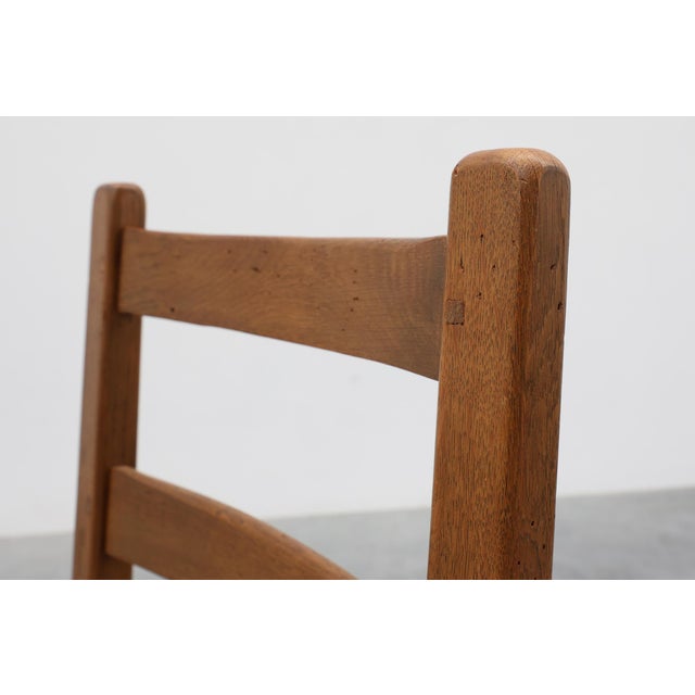 Wood Rustic Oak Ladder-Back Chairs with Rush Seats, France, 1950s, Set of 6 For Sale - Image 7 of 18