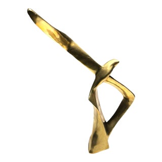 Vintage Solid Brass Soaring Bird Sculture For Sale