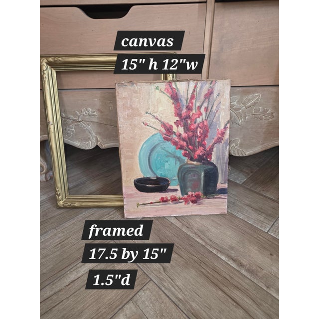 Blush Early 20th C Impressionist Still Life Painting For Sale - Image 8 of 10