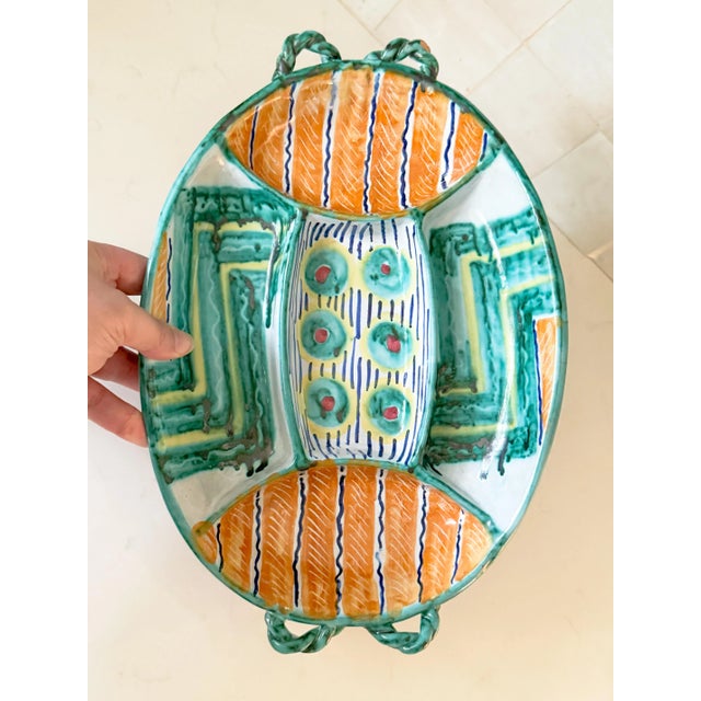 1950s Italian Majolica Divided Serving Platter by Tito Corti For Sale - Image 9 of 11