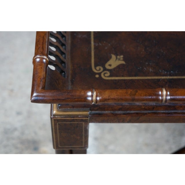 Late 20th Century Mario Buatta for John Widdicomb Chinese Chippendale Faux Bamboo Coffee Table For Sale - Image 6 of 18