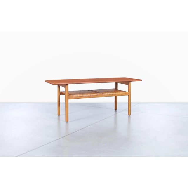 Andreas Tuck Mid-Century Modern Teak and Cane Coffee Table by Hans J. Wegner for Andreas Tuck For Sale - Image 4 of 12