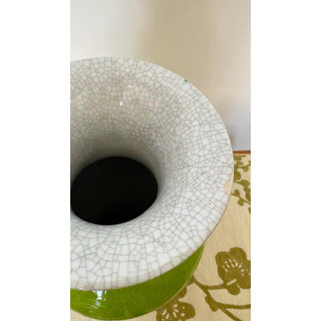 Late 20th Century 20th Century Chinese Lime Green Crackle Glaze Baluster Vase For Sale - Image 5 of 8