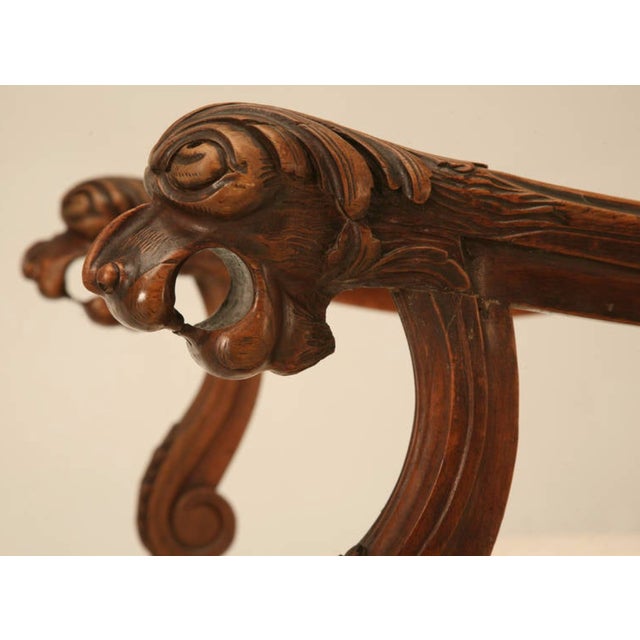 Late 19th Century French Walnut Os De Mouton Throne Chair With Dog Armrests, Circa 1880 For Sale - Image 5 of 10