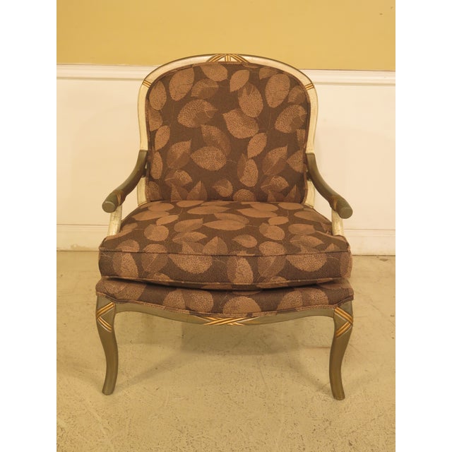 Upholstered Arm Chair & Matching Ottoman For Sale - Image 4 of 11