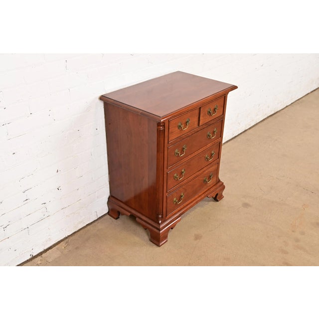Stickley Stickley Georgian Solid Cherry Wood Nightstand or Bachelor Chest For Sale - Image 4 of 17