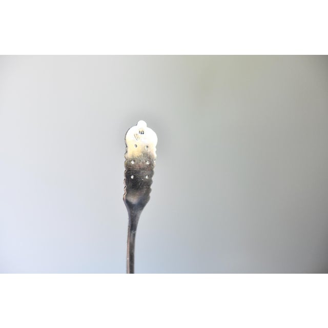 Vintage Arias Peru Sterling Silver Sugar or Condiment Spoon, Floral Repousse, 6.5 Inch For Sale - Image 9 of 15