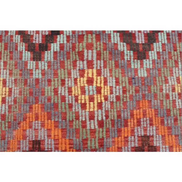 Orange Vintage Turkish Kilim Flatweave Handmade Rug For Sale - Image 8 of 12