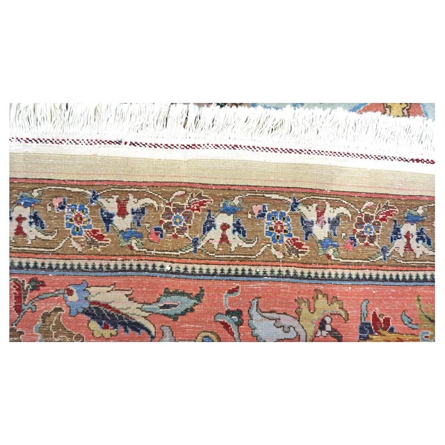 Antique Persian Tabriz Wool 11X17 Grey, Green, Pink, & Orange Area Rug #1140881 For Sale - Image 9 of 10