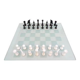 Mid 20th Century Large Format Minimalist Chess Pieces, Italy - Set of 33 For Sale