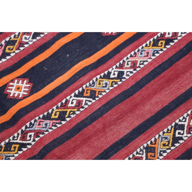 1960s 1960s Striped Dowry Handmade Mid Century Modern Handmade Kilim Rug For Sale - Image 5 of 10