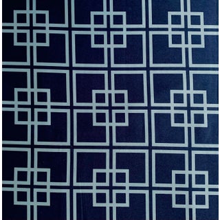 Free Spirit Vicki Payne Safy-010 Blue Chinoiserie Chippendale Fretwork Lattice Trellis Cotton Fabric- 6.8 Yards For Sale