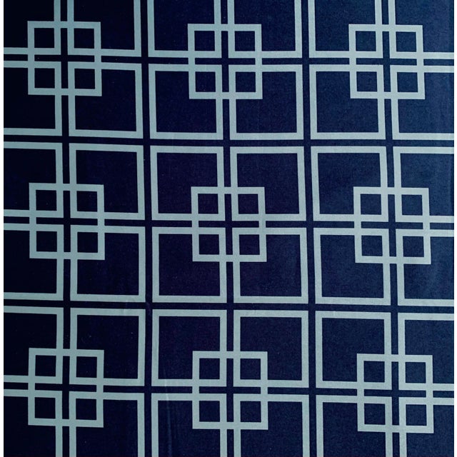 Free Spirit Vicki Payne Safy-010 Blue Chinoiserie Chippendale Fretwork Lattice Trellis Cotton Fabric- 6.8 Yards For Sale