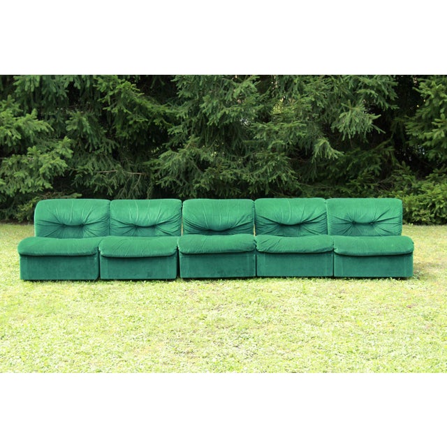 Vintage Velvet Modular Sofa, 1970s, Set of 5 For Sale - Image 15 of 15