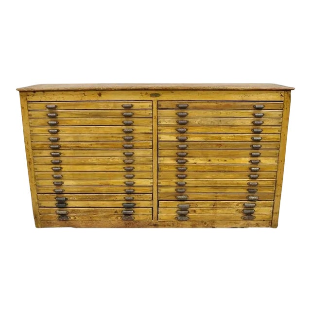 Late 19th Century Fred K. Ullmer London Double 32 Drawer Map Makers Flat File Printers Cabinet For Sale