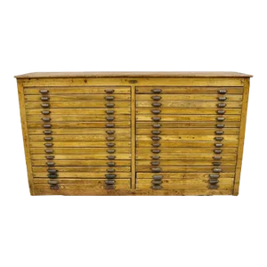 Late 19th Century Fred K. Ullmer London Double 32 Drawer Map Makers Flat File Printers Cabinet