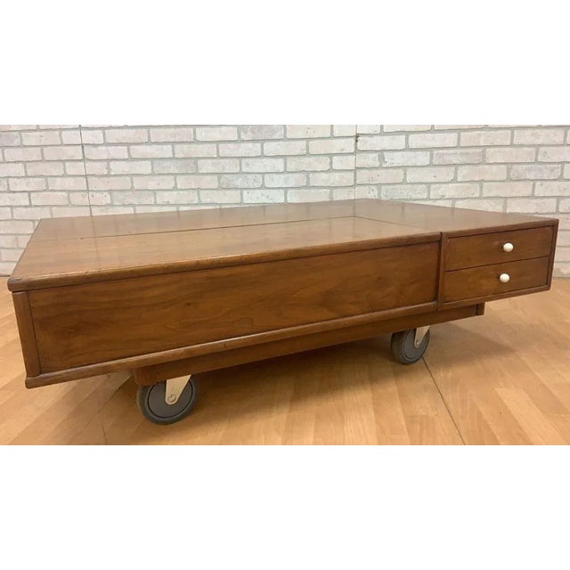 Mid 20th Century Mid Century Modern Walnut Coffee Table Designed by Kipp Stewart for Drexel For Sale - Image 5 of 12