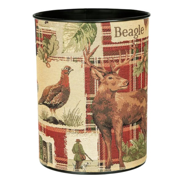 Beagle Red Tartan Tapestry Waste Bin For Sale
