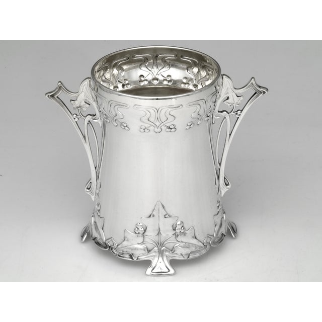 WMF Württembergische Metallwarenfabrik WMF Art Nouveau Silverplate Biscuit Barrel With Figural Maidens & Glass Liner, c.1900–1915 For Sale - Image 4 of 11