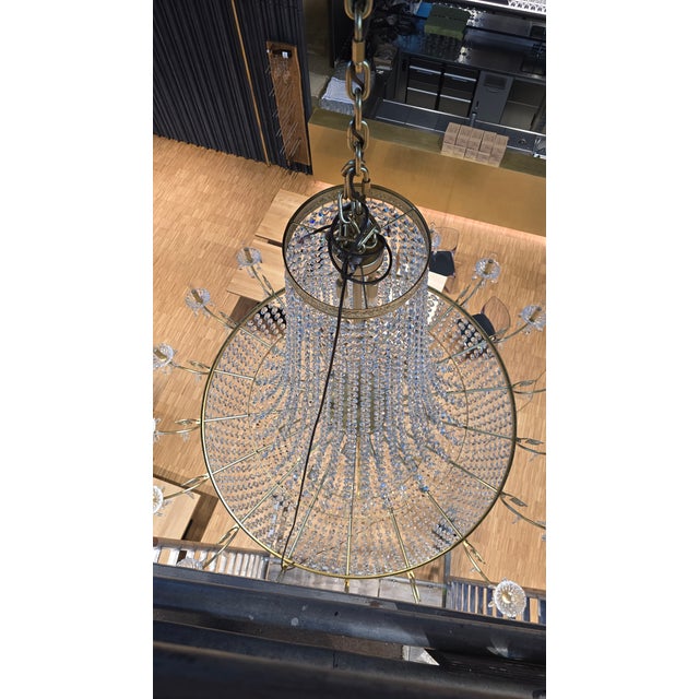 Metal Custom Empire Style Lead Crystal Basket Chandelier 48 Lights 200 Cm For Sale - Image 7 of 7