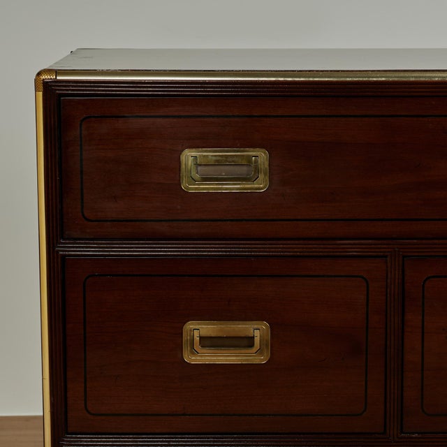 Mid-Century Modern Mid Century Campaign Style Chest of Drawers by Baker For Sale - Image 3 of 14