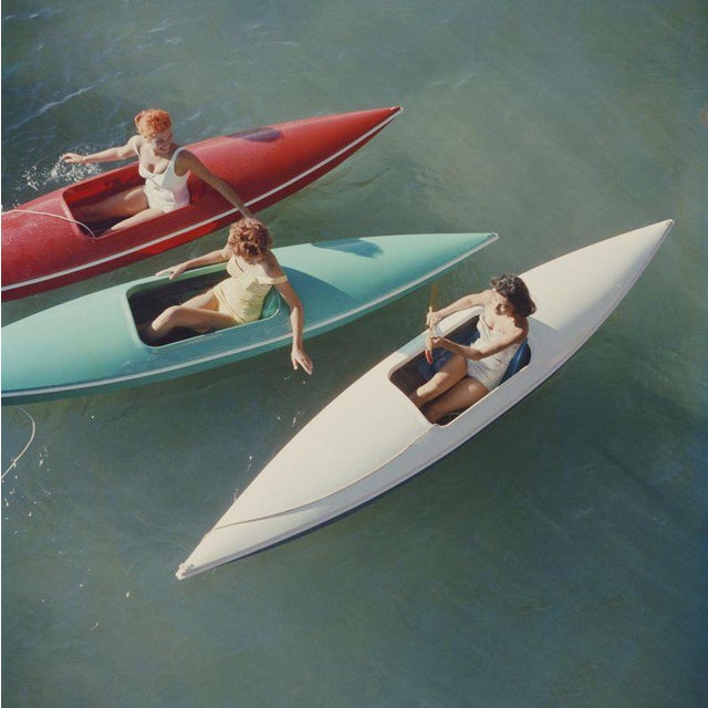 Slim Aarons, Lake Tahoe Canoes, 1959 / 2020s, Limited Edition Estate Stamped Photographic Print For Sale