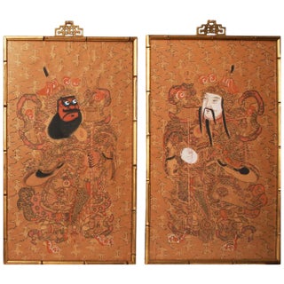 C. 1900-1940s Japanese Kabuki Actors Watercolor Paintings - A Pair For Sale